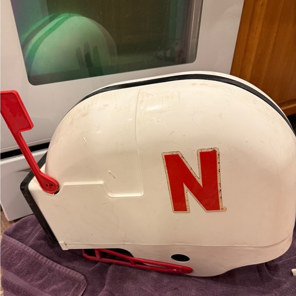 Vintage University of Nebraska Cornhuskers Football Plastic Helmet Mailbox